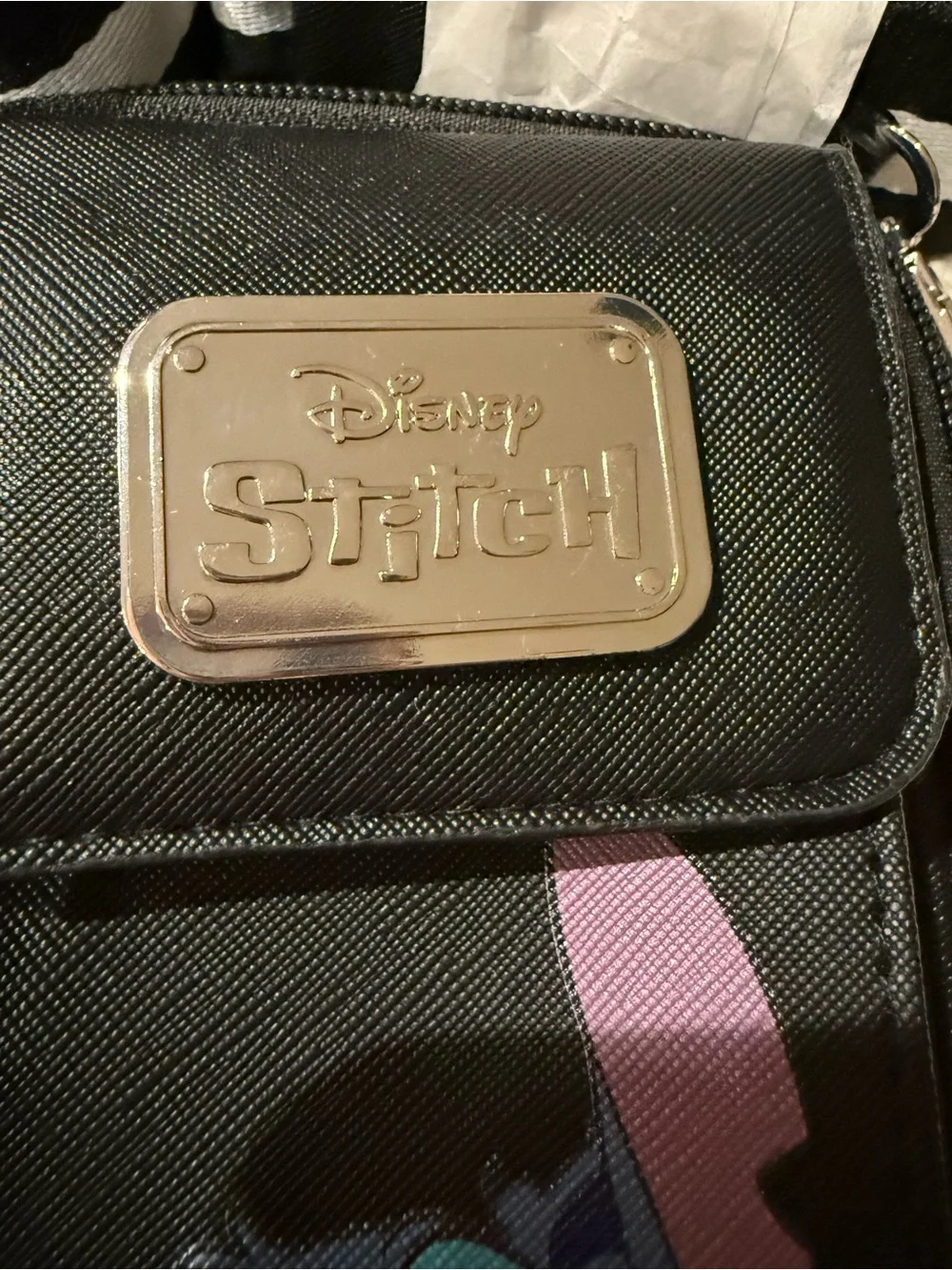 Disney Black Crossbody Bag with Blue Stitch Graphic